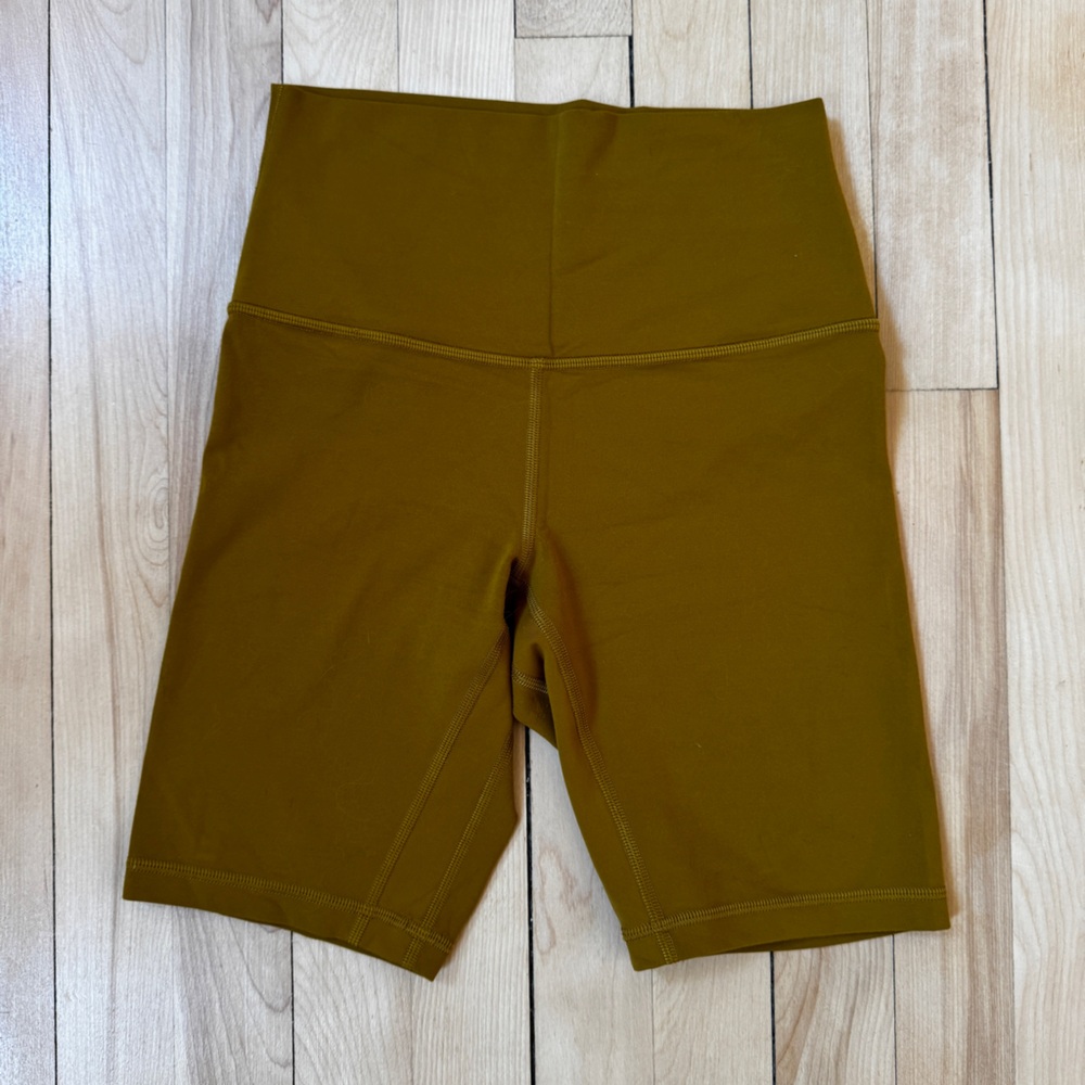 Mustard yellow Lululemon Align biker shorts